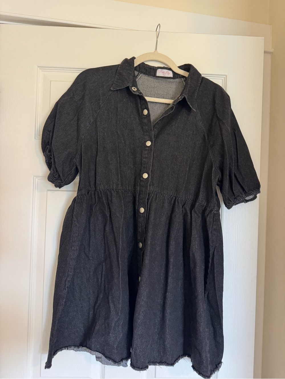 Pink Lily Black Denim Button-Up Jacket